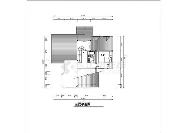 某地别墅设计方案集A-16型建筑cad图-图二