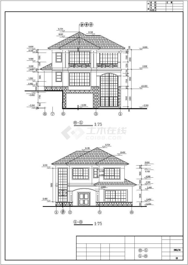 某地别墅设计方案集A-20型别墅建筑cad图-图一