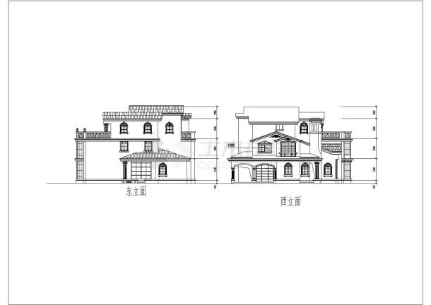 某地小型三层别墅建筑cad图-图二