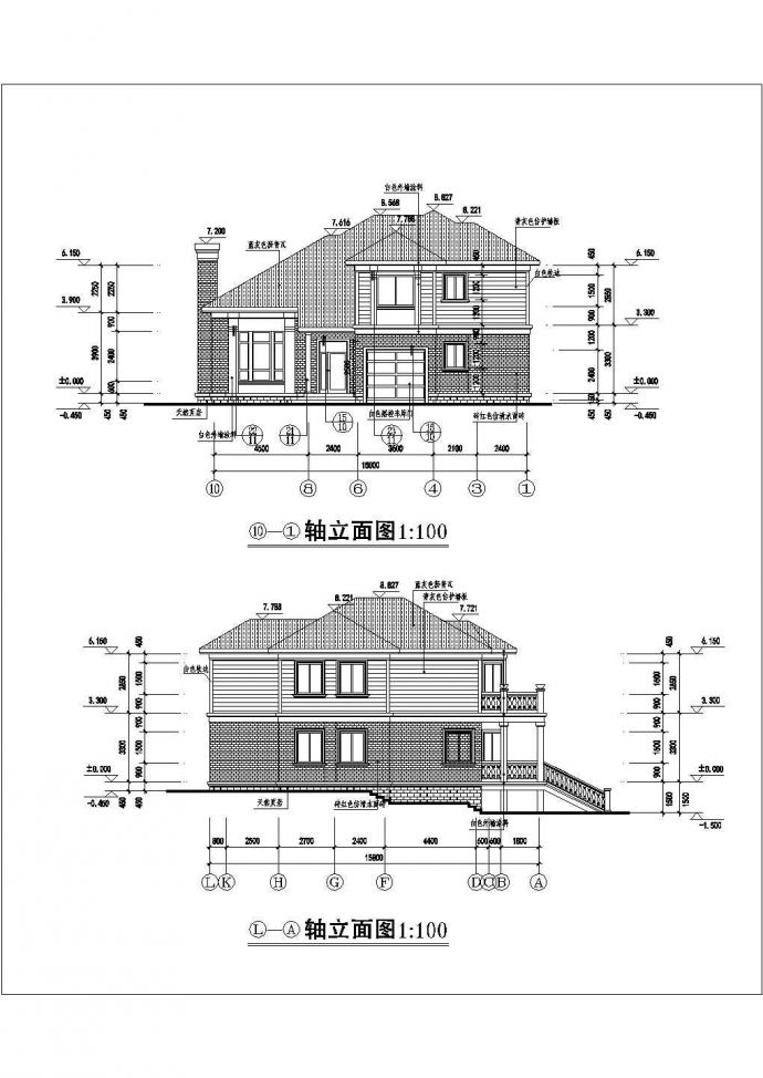 某地详细的二层小别墅建筑cad图_图1