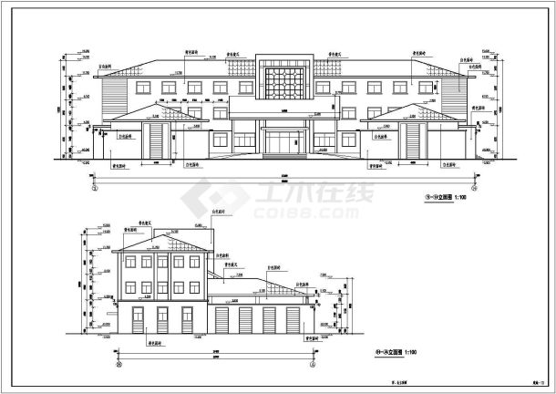 某收费站三层框架结构综合办公楼建筑设计施工图-图一