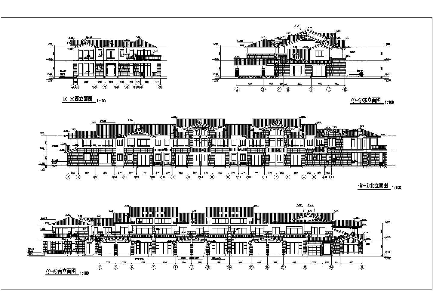 石首市某二层别墅建筑施工CAD布置图