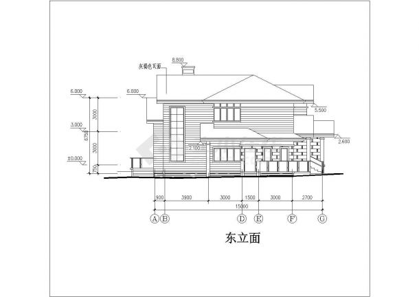 某地二层别墅设计建筑cad图（294.4平方米）-图二