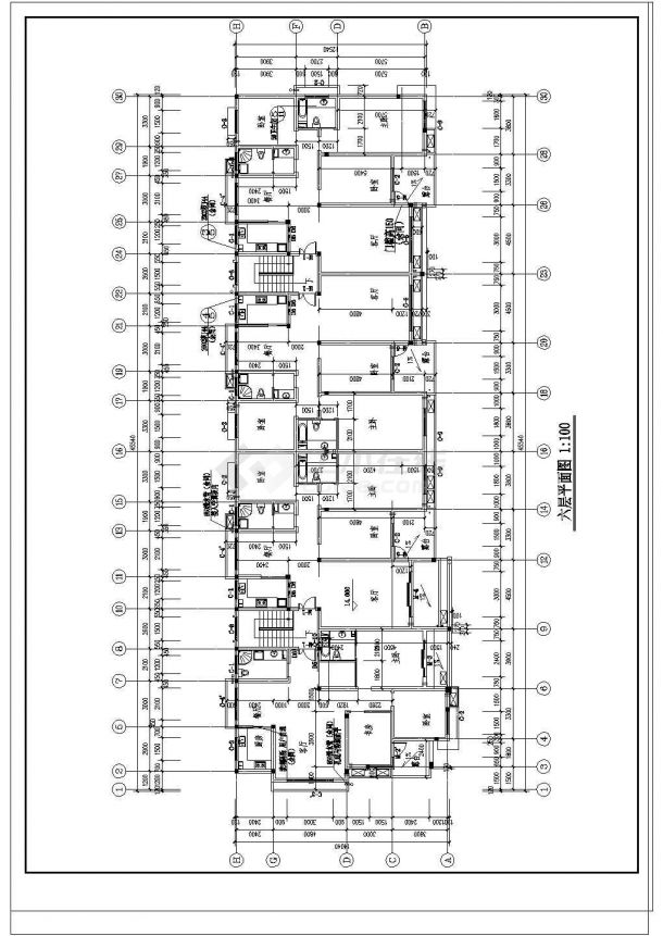 某5500平方米小区六层住宅建施图-图二