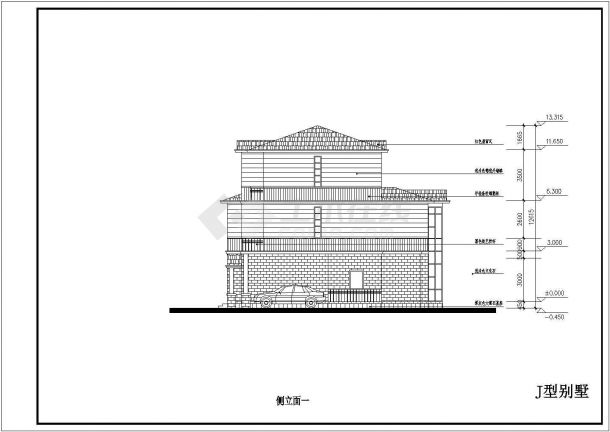 某地小型别墅建筑设计图（J型）-图二