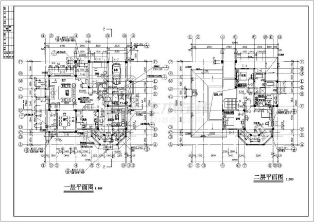 某地二层别墅建筑CAD示意图-图二