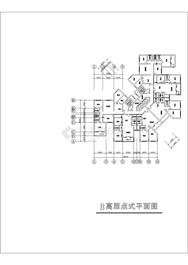 某地花园小区住宅楼建筑cad图D型-图二