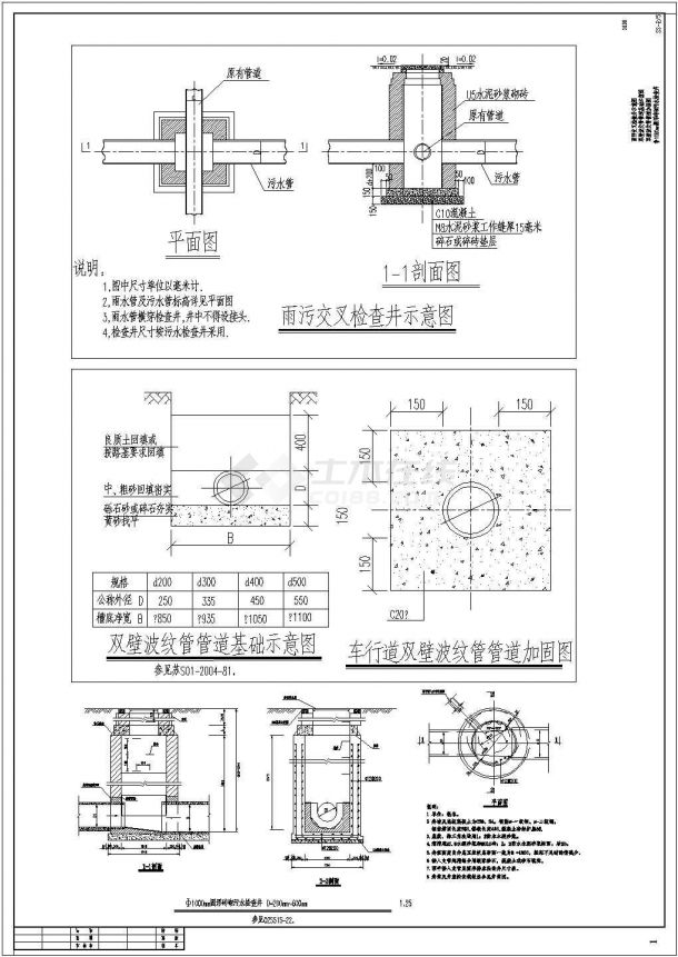 沁雅花园小区室外雨污分流改造项目施工图-图一