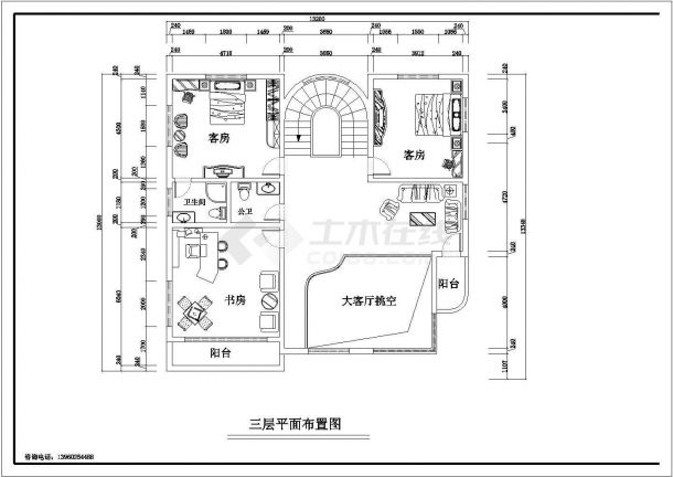 简单的别墅建筑cad图（二）-图二