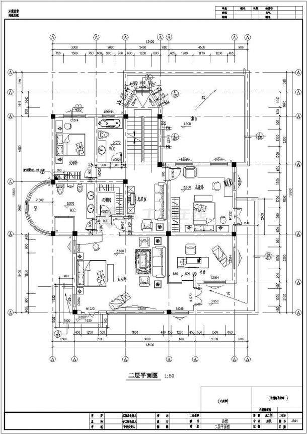 某地豪华公馆式别墅CAD参考图-图二