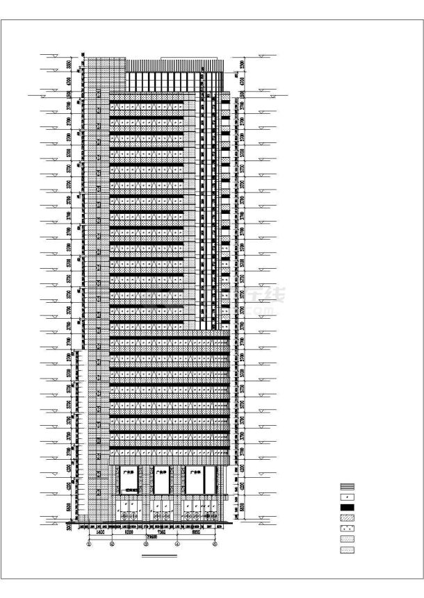 某二十六层办公楼竖明横隐框玻璃幕墙建筑施工图-图一