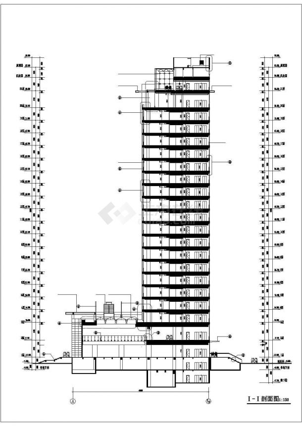 [山东]济宁某税务局21163㎡二十一层办公楼建筑施工图-图一