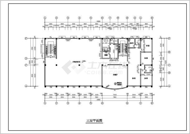 某2055㎡四层办公楼建筑施工图-图二