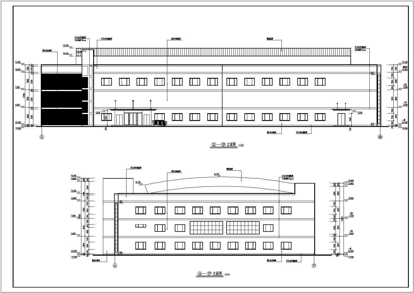 某地3层排架结构游泳池休闲会所建筑专业设计施工图