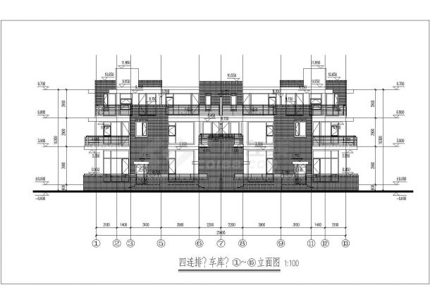 某地三层框架结构联排别墅建筑设计方案图-图一