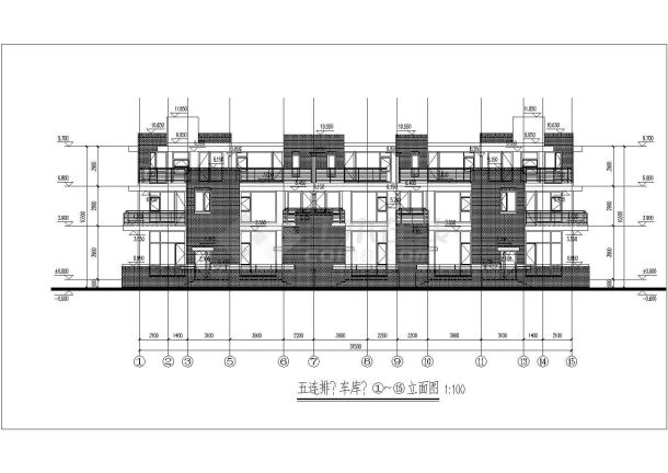某地三层框架结构联排别墅建筑设计方案图-图二