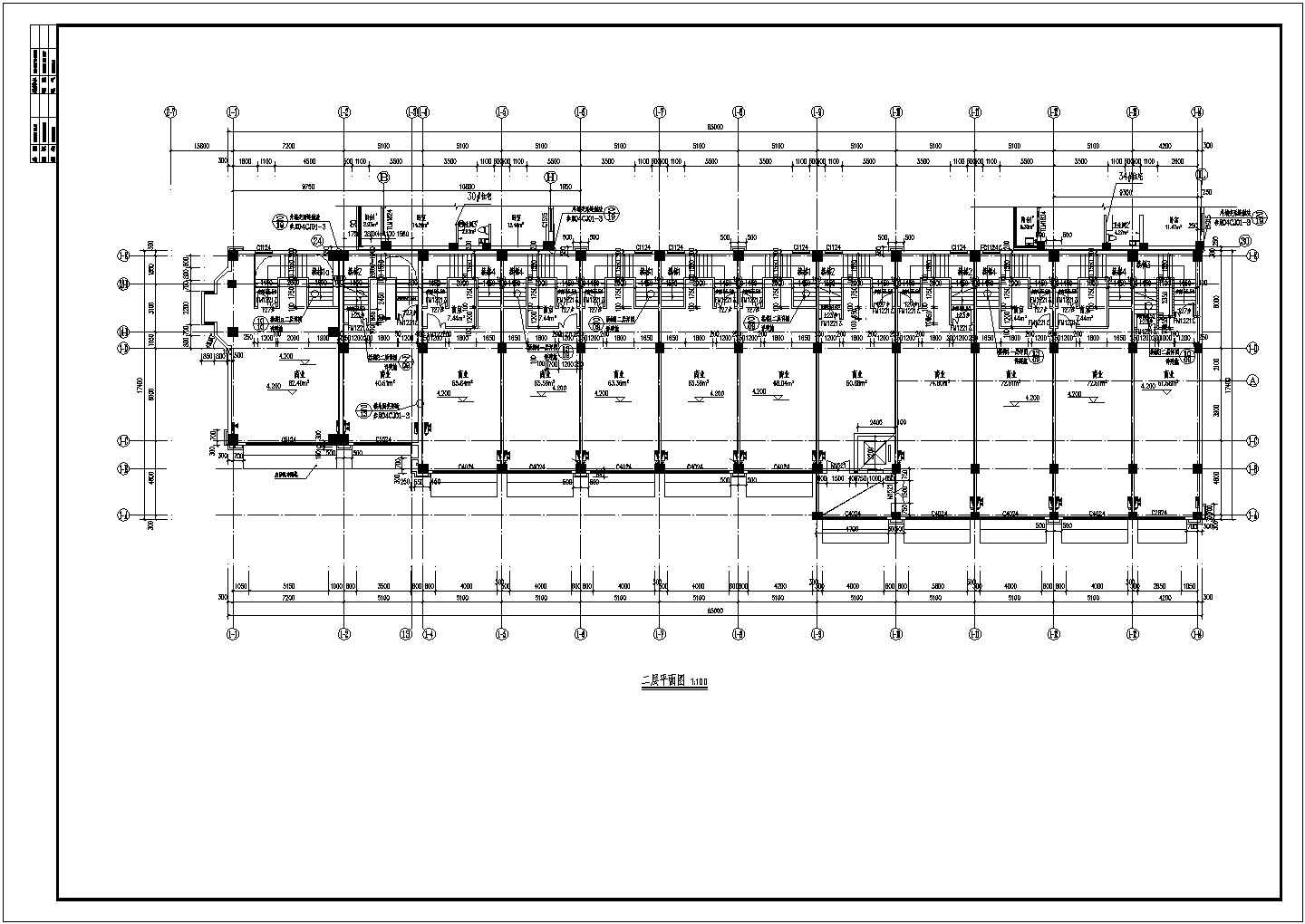 宁夏某2842.43㎡三层欧式联排商业建筑施工图