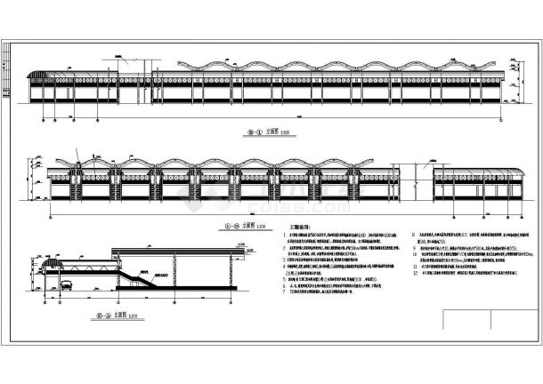 某地两层框架结构公交车站天棚设计方案图-图一