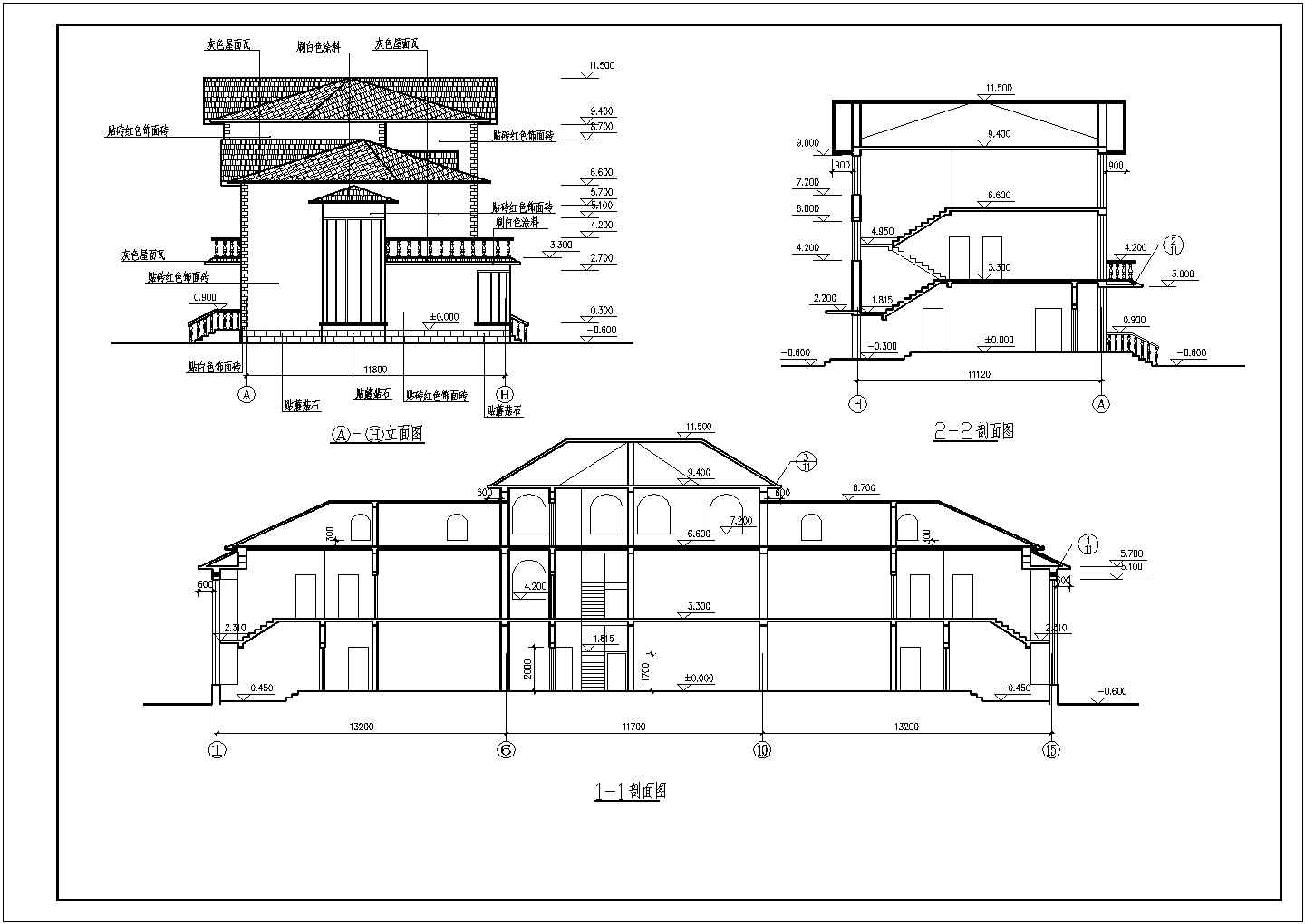 简单的别墅方案设计建筑cad图