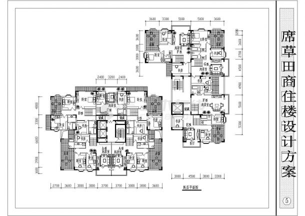 某地商住楼设计建筑CAD基础平面布置参考图-图一