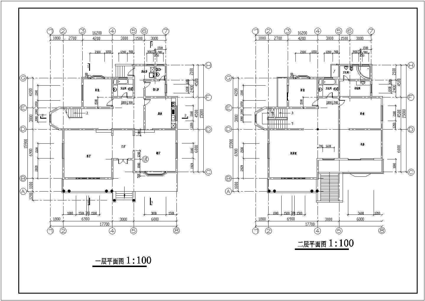 简单的住宅建筑剖面CAD参考图
