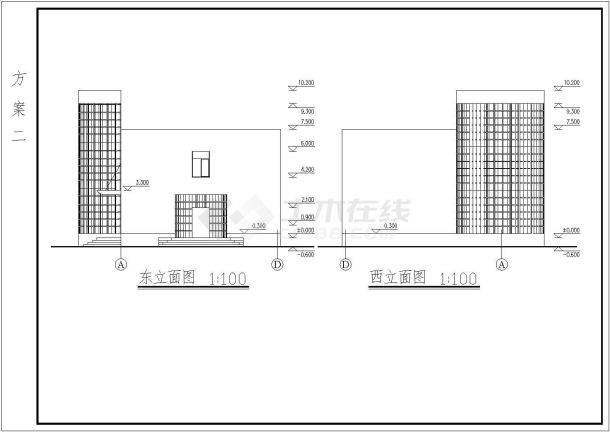 2层精致办公楼建筑设计内部平立面图集-图二