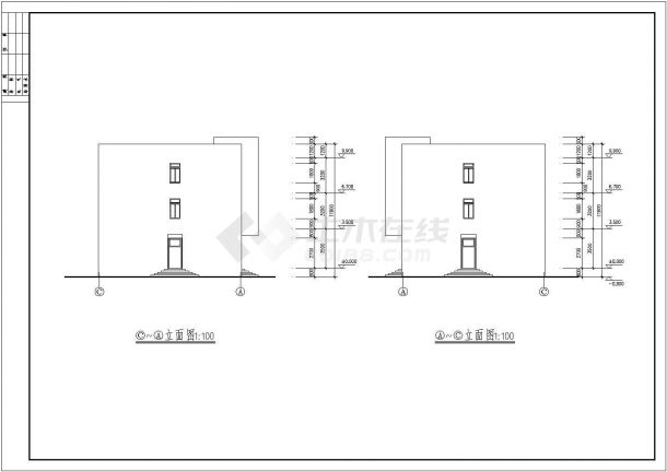 某三层框架办公楼建筑、结构施工图纸-图二