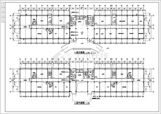 五层框架结构办公楼建筑施工cad图（高23.7米）-图二