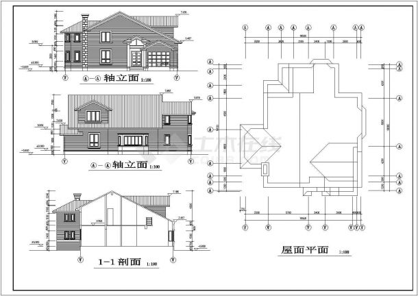 某地两层砖混结构美式别墅建筑设计方案图-图一