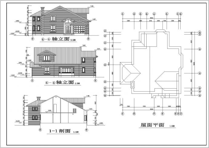 某地两层砖混结构美式别墅建筑设计方案图_图1