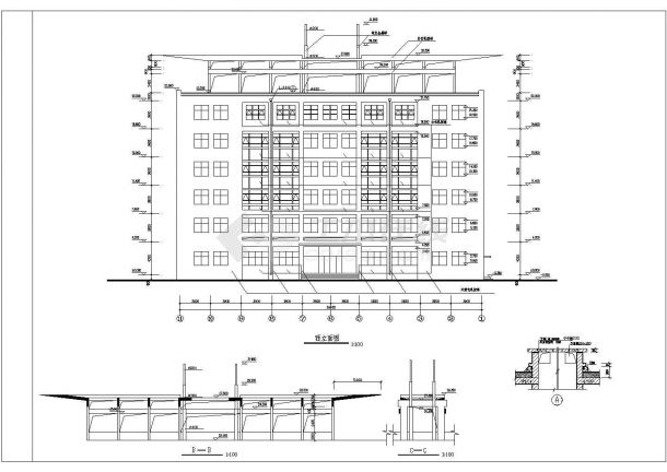 某5884平方米六层框架办公楼建筑施工图纸-图二