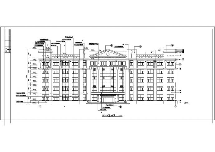 3705平方米五层欧式办公楼设计建筑cad图（高21米）_图1