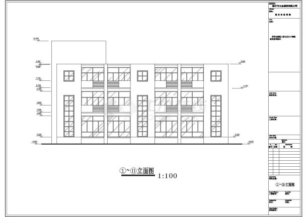 某地三层办公楼设计建筑cad图-图二