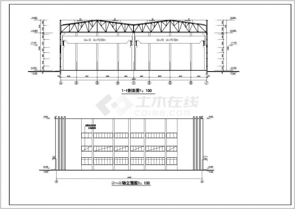 某三层钢结构厂房建筑方案设计图纸-图二