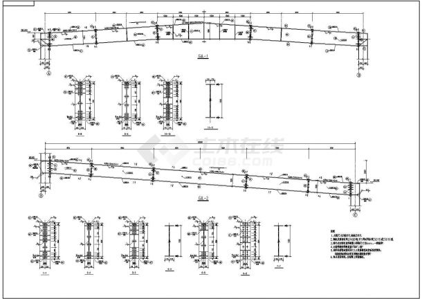 某格构式钢结构架厂房结构设计施工图-图二