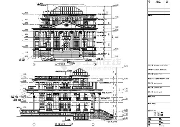 某地3层框架结构法式别墅建筑设计施工图-图一