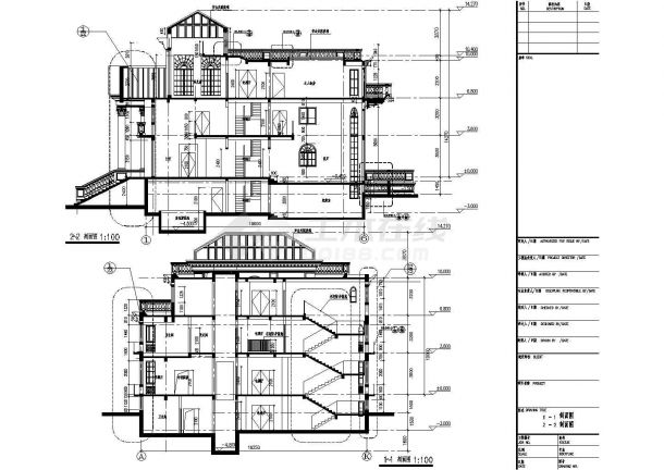 某地3层框架结构法式别墅建筑设计施工图-图二