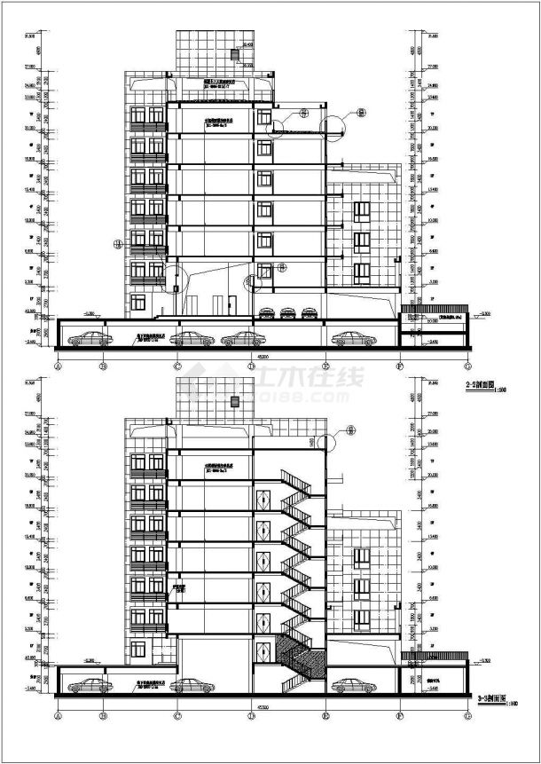 常熟某地7层框架结构办公楼建筑设计施工图-图二