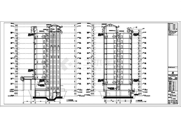 [宁夏]16437.05㎡十一层坡屋顶剪力墙结构老年公寓建筑施工图（含效果图）VIP-图二