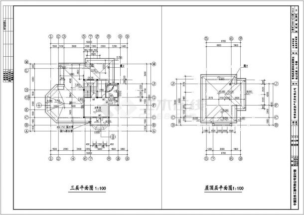 常州市三层框架结构简欧别墅建筑设计施工图-图二