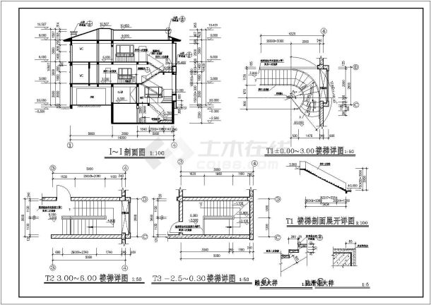 某地三层框架结构欧式别墅建筑设计施工图-图一