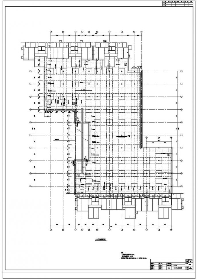地下一层框架无梁楼盖车库结构施工图_图1