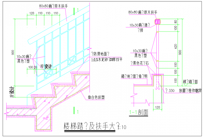 某地区楼梯扶手建筑cad节点大样图（小型）_图1