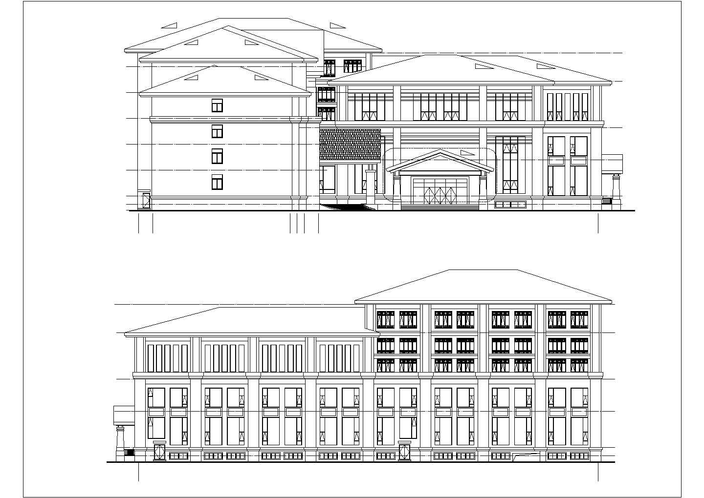 某19102㎡5层欧式风格度假酒店建筑设计施工图（含效果图）VIP