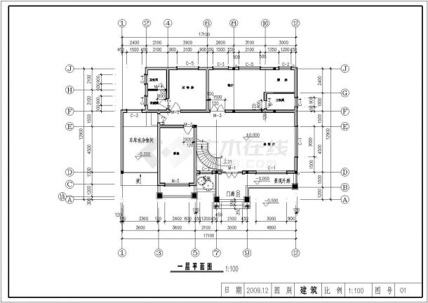 某三层框架别墅结构施工图(含建筑图)-图一