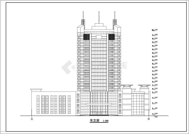 某地二十一层框剪结构酒店建筑设计方案图-图一