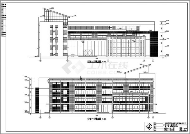 临桂县四层框架结构中学图书馆建筑设计施工图-图一