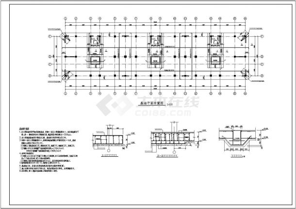 十二层筏型基础框剪住宅结构施工图-图一