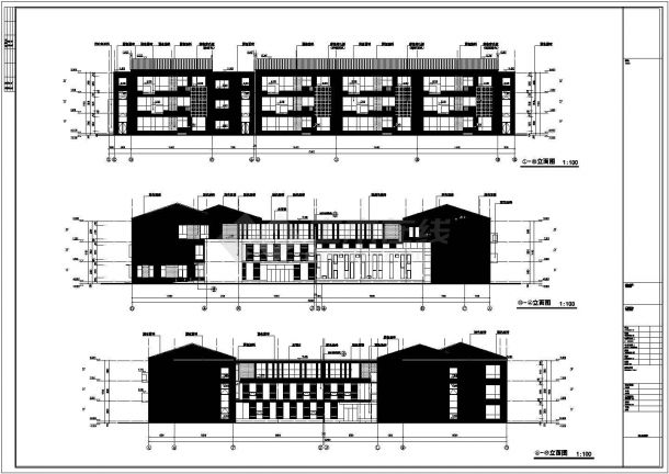 [江苏]34745㎡3层现代风格幼儿园建筑施工图（立面设计优秀）VIP-图一