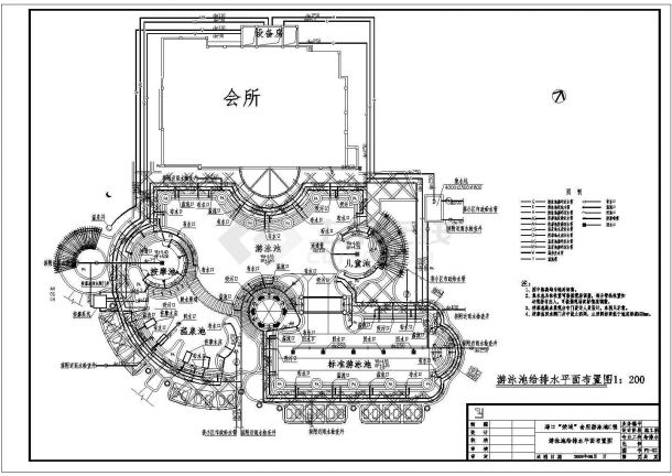 海口市某会所游泳池给排水设计方案图-图二